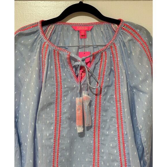 Lilly Pulitzer Mardi Long Sleeve Tunic Top Blue Periwinkle Chambray Size XS NWT - Picture 3 of 13